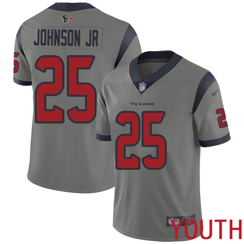 Houston Texans Limited Gray Youth Duke Johnson Jr Jersey NFL Football #25 Inverted Legend->youth nfl jersey->Youth Jersey